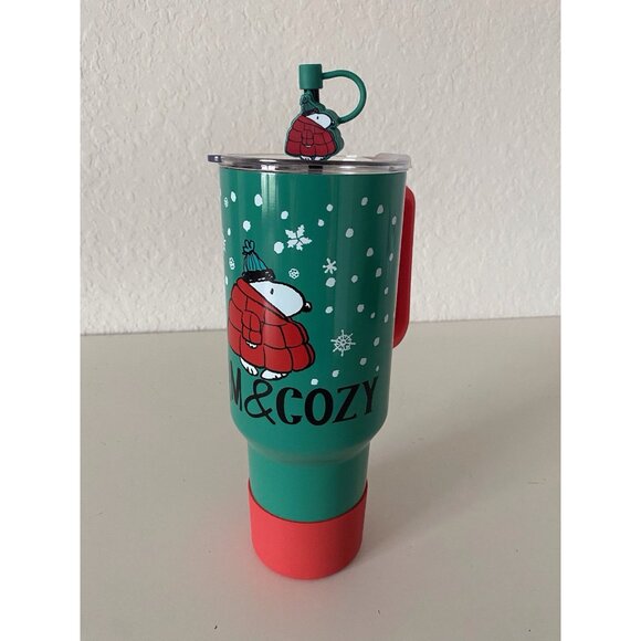 Peanuts Snoopy Wearing Puffy Coat Puffer Jacket 40oz Stainless Steel Tumbler NEW - Picture 1 of 12